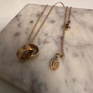 Double Ring Love Inspired Gold Necklace
